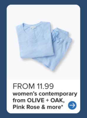 A light blue top and pants. From 11.99 women's contemporary from Olive and Oak, Pink Rose and more.